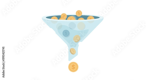 Digital Coins Drop Into a Funnel Representing Investment or Wealth Transfer