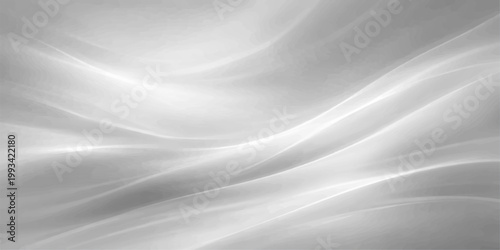 A black and white abstract background featuring smooth flowing waves of luxury satin fabric with a soft silk texture and grey light highlights in a curved motion design