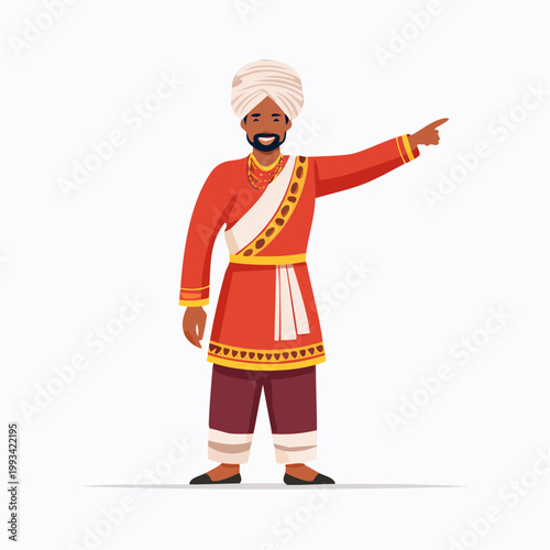 Man in Traditional Indian Attire Pointing