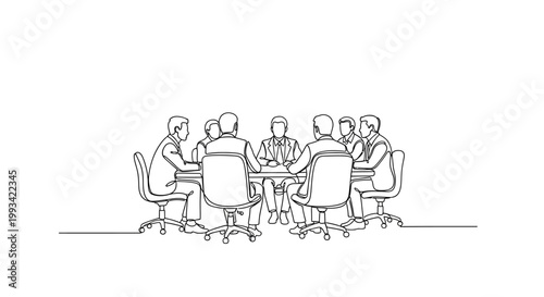 Business meeting, team discussing strategy around a conference table, teamwork and collaboration
