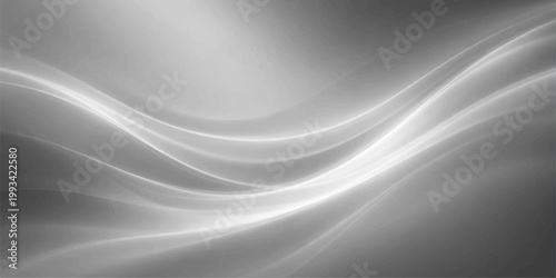 Smooth abstract black and white background featuring a dark metallic silk texture with silver waves and soft grey curves in a modern satin fabric design