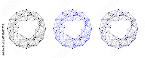 Cuadro en lienzo Abstract polygonal wireframe spheres set with connected dots and lines futuristi