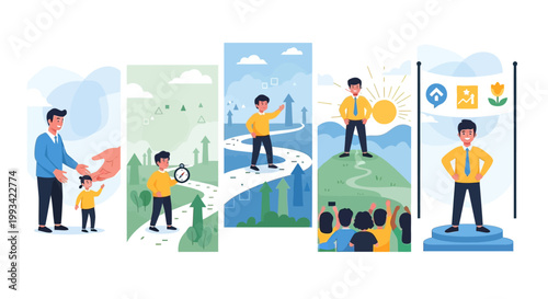 Businessman in various professional settings.