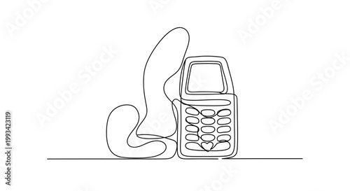 Retro Cell Phone and Rotary Dial Phone Receiver, Vintage Communication Technology