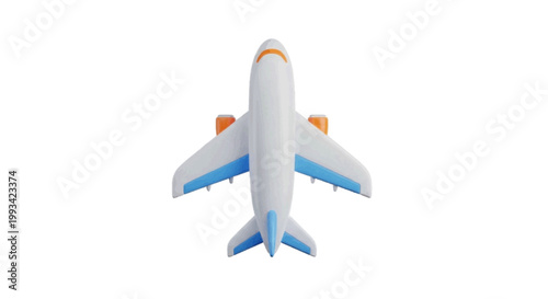 Vector illustration of 3d render of a white passenger airplane on a transparent background