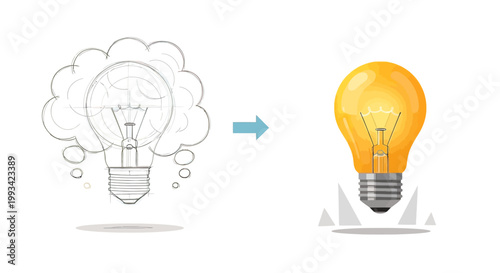 Light Bulb Turning On Idea Concept.