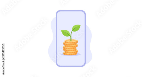 Growing plant on top of stacked coins representing financial growth