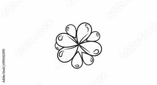 Stylized four-leaf clover with rounded, teardrop-shaped petals and a central star-like formation