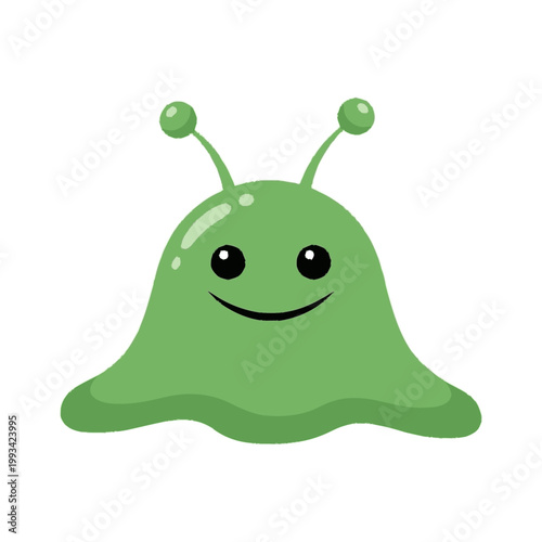 Cute Green Alien Monster Character Illustration.