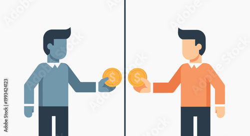 Two businessmen exchanging money.