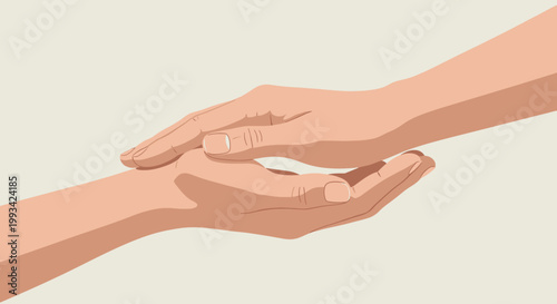 Two hands touching each other gently.