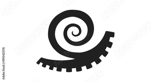 Black snail silhouette with spiral shell.