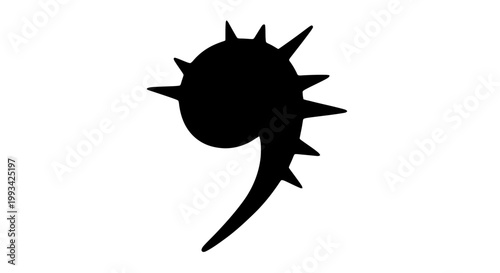 Black Silhouette of a Virus Cell.