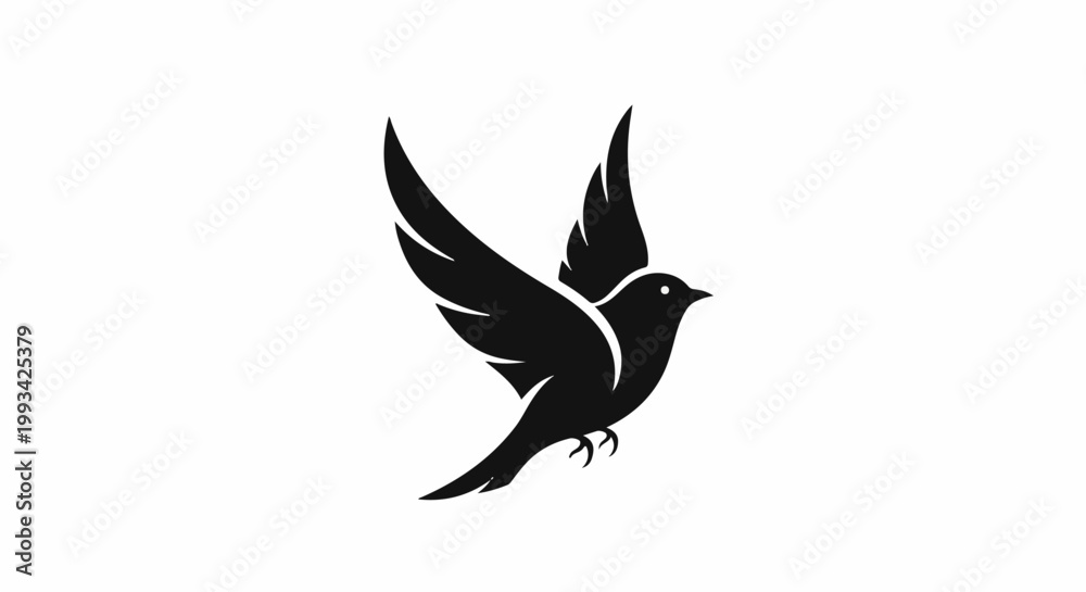 Fototapeta premium Silhouette of a bird in flight, with wings outstretched