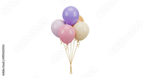 Vector illustration of a bunch of colorful balloons tied together on a transparent background