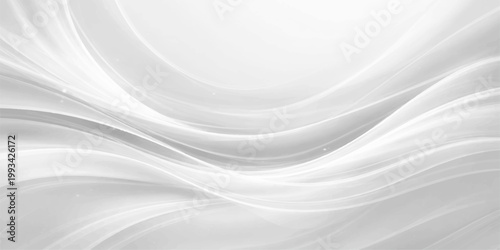 Smooth white silk and satin background featuring an abstract wave design with flowing curves and a clean grey texture for a light liquid motion wallpaper pattern