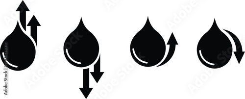 Liquid level increase vector icon showing upward movement, suitable for data, measurement, and growth concepts.
