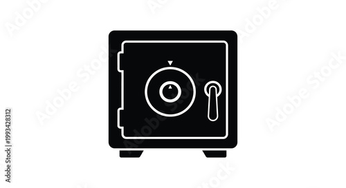 A black safe with a combination lock depicted in silhouette