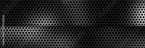 Steel grating black background With hexagonal holes