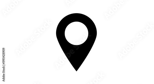 Black Location Pin Icon Symbol.
