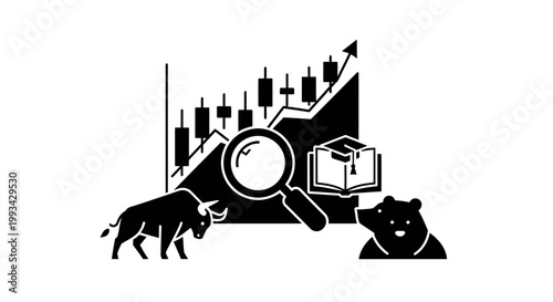 Bull and bear market trading symbols.