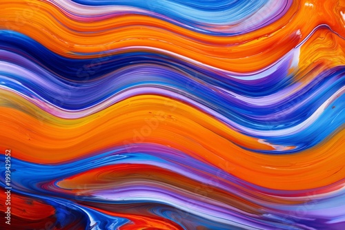 Swirls of Color Create a Vivid Abstract Pattern With Orange, Blue, and Purple...