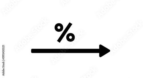 Percent sign with arrow symbol.