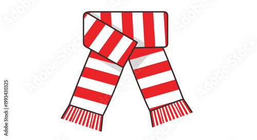 Red and white striped woolen scarf.