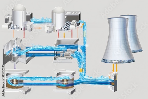 Diagram Showing Water Treatment Process and Waste Management System in a Power Plant