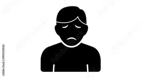 Sad Man Silhouette Icon Graphic.