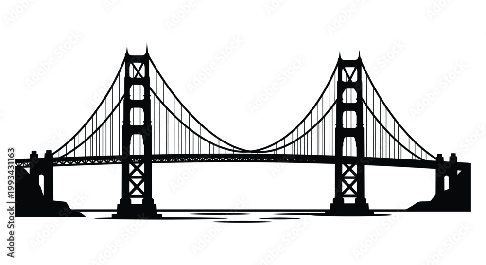 Fototapeta premium Golden gate bridge in san francisco a striking black silhouette
