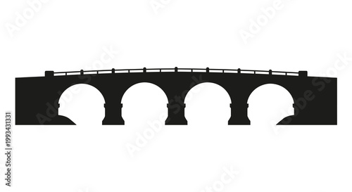 Black stone bridge with multiple arches a striking silhouette