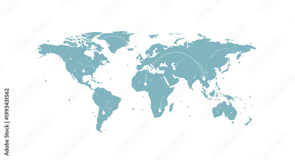 Naklejka premium Minimalist Light Blue World Map Silhouette for Global Concept Design