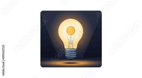 Innovative Light Bulb Illustration with Global Map Background