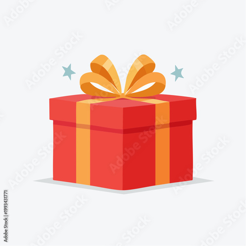 Red Gift Box with Orange Ribbon and Bow