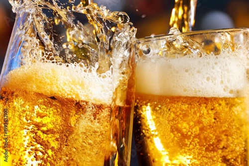 Cheers and Toast With Beer Mugs at a Bar During Evening Gathering With Friends