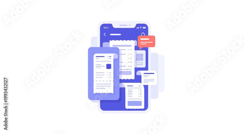 Multiple Digital Devices with Messaging Apps on Smartphone Screens