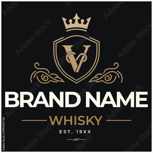 Whisky vintage logo vector illustrations design luxury