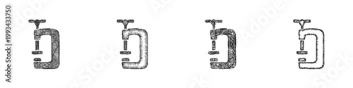 Sketch steel clamp icon design set