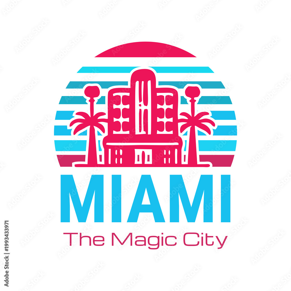 Fototapeta premium Miami Design Fun Art For T-Shirt