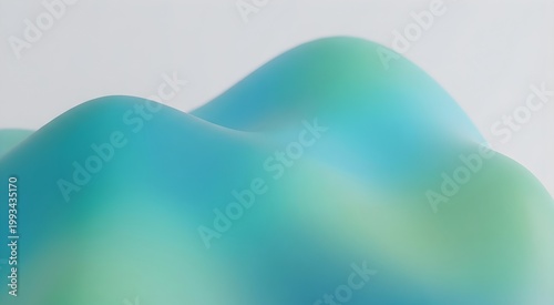 Abstract teal and green smooth wave-like surface with abstract art light blue wave pattern abstract landscape background gradient minimalist pastoral peaceful backdrop