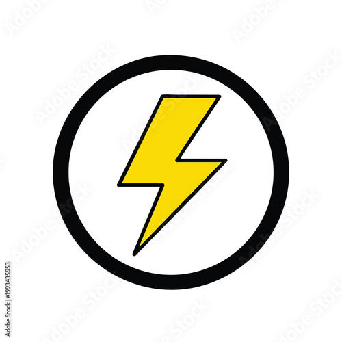 Free Download Yellow Lightning Bolt Icon inside a Black Circular Border. - GFXLoad