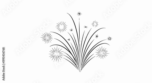 Stylized illustration of a firework exploding with radiating lines and starbursts