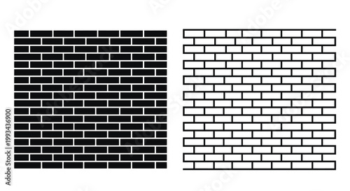 Two brick wall patterns one solid and one open in black silhouette