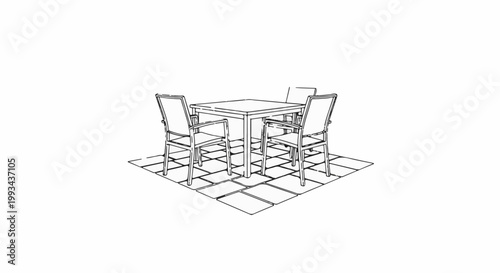Square outdoor dining set with four chairs on a tiled patio area