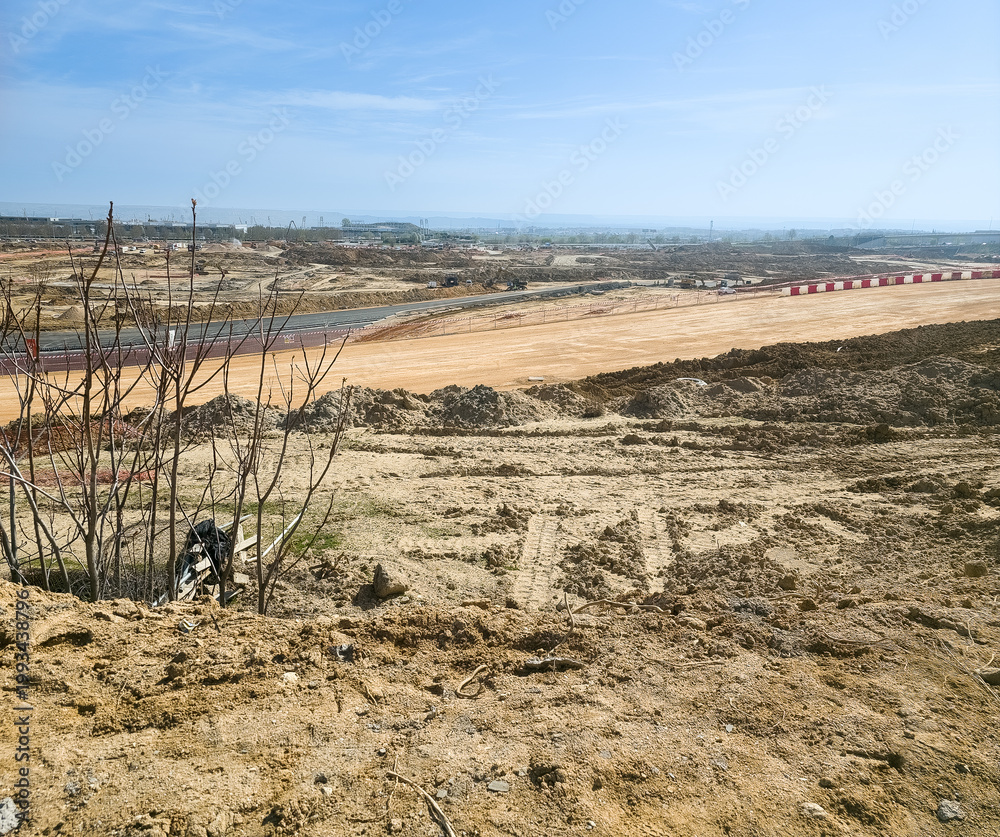 Fototapeta premium Madrid formula 1 circuit construction progressing on site
