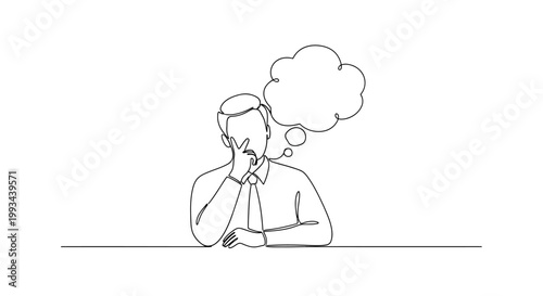 Man thinking, brainstorming, idea, decision, contemplation, strategy, planning, business, problem solving