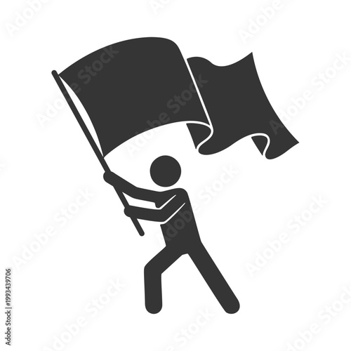 旗を振る人物のシルエットアイコン
