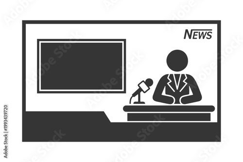 ニュース番組画面のシルエットアイコン