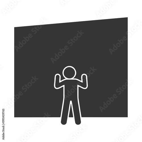 高い壁に阻まれる人物のシルエットアイコン